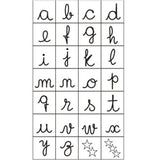 Letras de lixa minúsculas em escrita cursiva